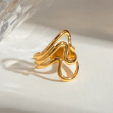 Accessories Women Stainless Steel Corrugated Open Ring