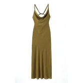 Woman Casual Slim Satin Sleeveless Slip Midi Dresses