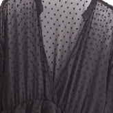 Women Casual Deep V-neck Polka Dot Chiffon Dress
