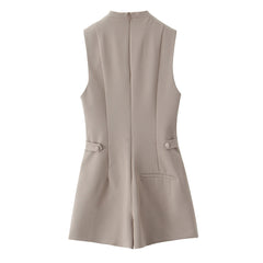 Women Casual Button Embellished Sleeveless Shorts Jumpsuit