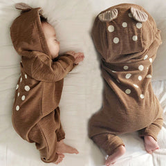 Newborn Cotton Cute Baby Deer Hooded Jumpsuit