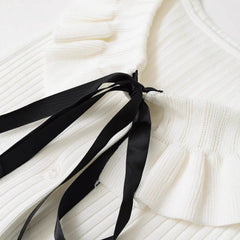 Women Casual Bow Tie Lace Collar Tops