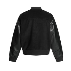 Men Casual Black Baseball Jacket