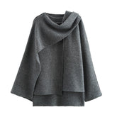 Women Woolen Long Sleeved Cape Coat