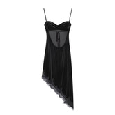 Women Elegant Velvet Lace Evening Dress