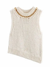 Women Classic Sleeveless Asymmetrical Tanks Top with Chain Detail