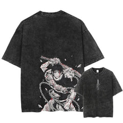 Men Harajuku Anime Printed Streetwear Washed T-shirt
