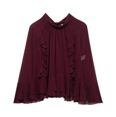 Women Woolen Bow Layered Canopy Top