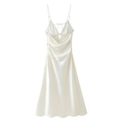 Women Casual Silk Midi Slip Dress