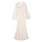 Women Elegant Long Soft Silk Backless Dress