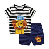 Kids Baby Unisex Cotton Cartoon Short Sleeve Tees + Shorts Sets
