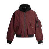 Women Retro Baseball Hooded Jacket