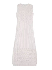 Women Sleeveless Knitted Slim Crochet Woven Dress