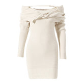 Women Off Shoulder Knit Bodycon Mini Dresses