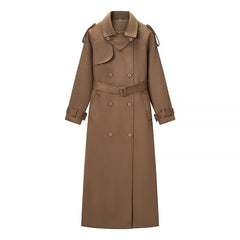 Women British Style Deer Fur Trench Coat Jacket