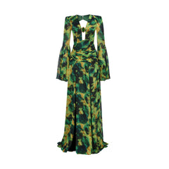 Women Summer Print Flare Sleeve Dress