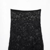 Women Casual Slim Pleated Lace Skirt