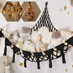 Space-Saving Toy Hammock, Decorative Woven Net to Organize Giant Stuffed Animals in Bedroom
