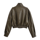 Women Casual Retro PU Pilot Jacket