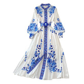 Women Casual Printed Single Breasted Dress