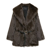 Women Warm Fur Sleeve Long Coats