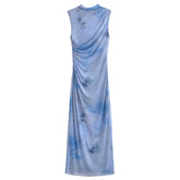 Women Casual Slim Fit Mesh Printed Dress