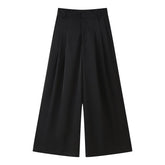 Women Casual Front Pleated Wide Leg Pants