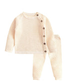 Newborn Girls Casual Knit Splice Long Sleeve Tops + Pants Outfits Pajamas