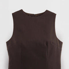 Women Casual Round Collar Sleeveless Short Dress