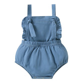 Newborn Girl Sleeveless Ruffles Elastic Waist Bodysuit
