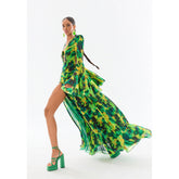 Women Summer Print Flare Sleeve Dress
