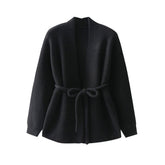 Women Elegant Waist Tie Up Sweater