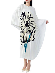 Women Round Neck Batwing Sleeves Dress