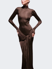 Women Turtleneck Bodycon Long Dress