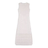 Women Sleeveless Knitted Slim Crochet Woven Dress