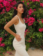 Women Sleeveless Rib Knitted Stretchable Dress
