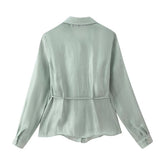 Women Casual Bow Lace up Shirt