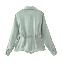 Women Casual Bow Lace up Shirt