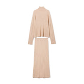 Women Knitted Turtleneck Sweater + Skirt 2 Pieces Set