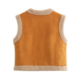 Women Winter Brown Fur Sleeveless Waistcoat