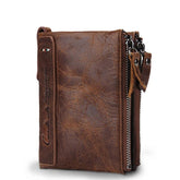 Men Vintage Genuine Cowhide Leather Wallet Coin Purse