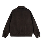 Women Graffiti Embroidery Flip Collar Melange Jacket