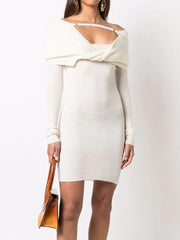Women Off Shoulder Knit Bodycon Mini Dresses