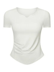 Women Active Notched Short Sleeve T-Shirt