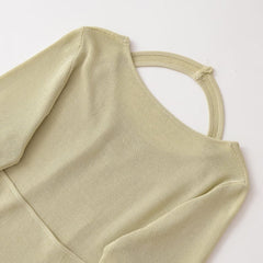 Women Round Necked Fold Over Sleeved Knitted Sweater