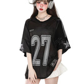 Kids Girls Casual Printed Mesh Baseball T-shirt