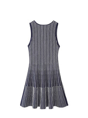 Woman Stripe Sleeveless Square Neck Dresses