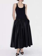Women Elegant Low Waist Sleek Black Dresses