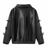 Women Bow Leather Street Niche Jacket
