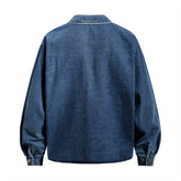 Men Vintage Baseball Denim Shirt